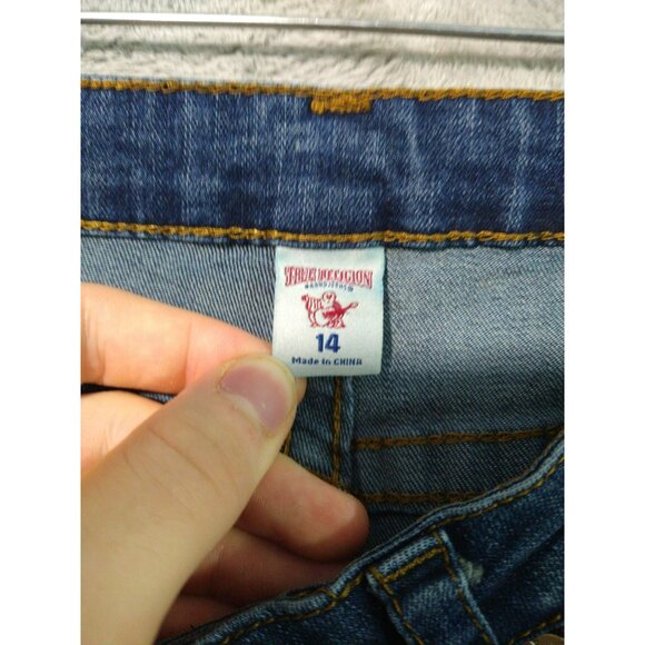 True Religion Jeans Girls 14 Blue Denim Stretch Slim Straight Savage Saloon - Picture 8 of 12
